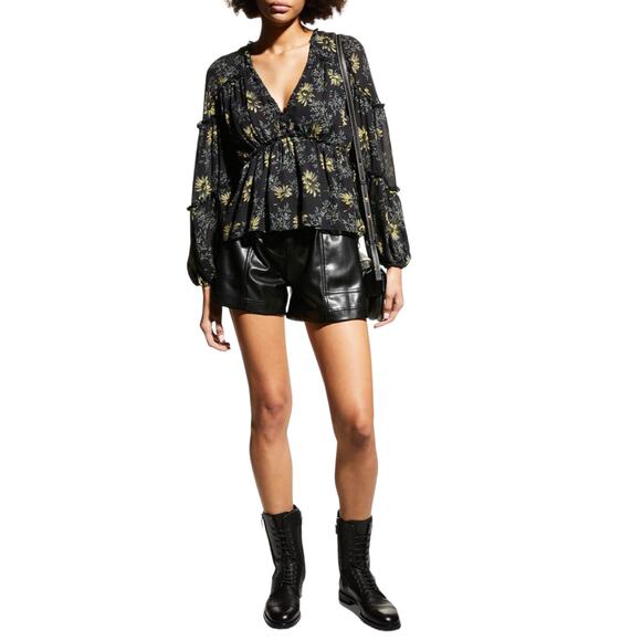 NWT Cinq a Sept Simmons Top in Glow Worm Multi Sz XS | Dark Romantic Fairy Flowy - Picture 1 of 15